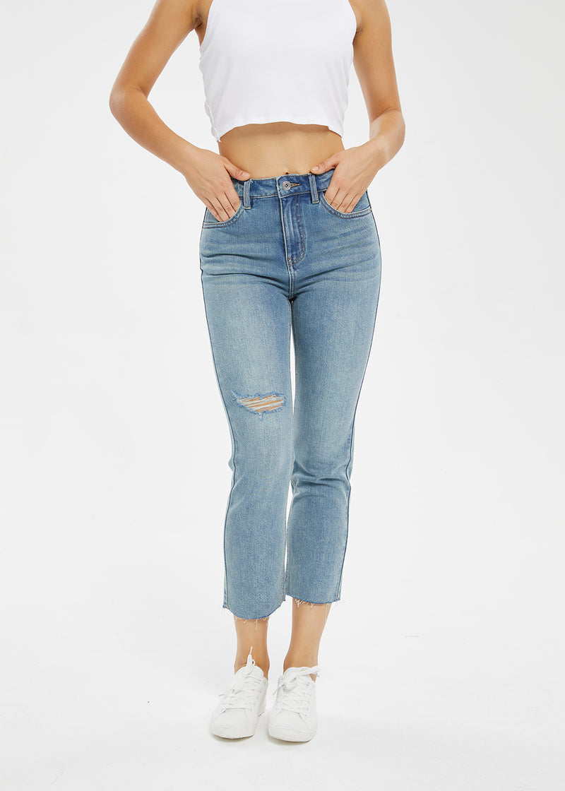 Women's Retro Mid Rise Cigarette Jeans