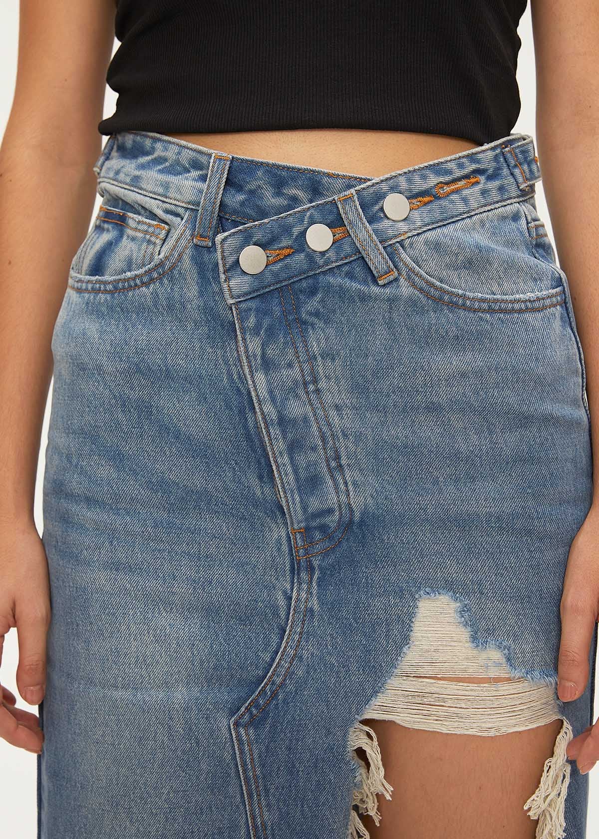 Women's Ripped Denim Skirt