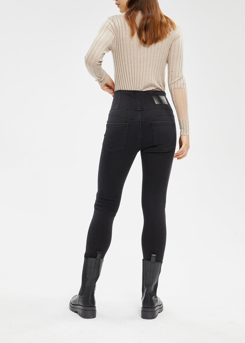 Women's Petite High Rise Cutline Brushed Skinny Jeans