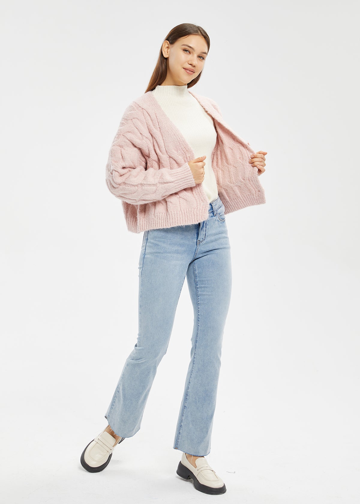Women's Wool Blend Twist Cardigan Sweater