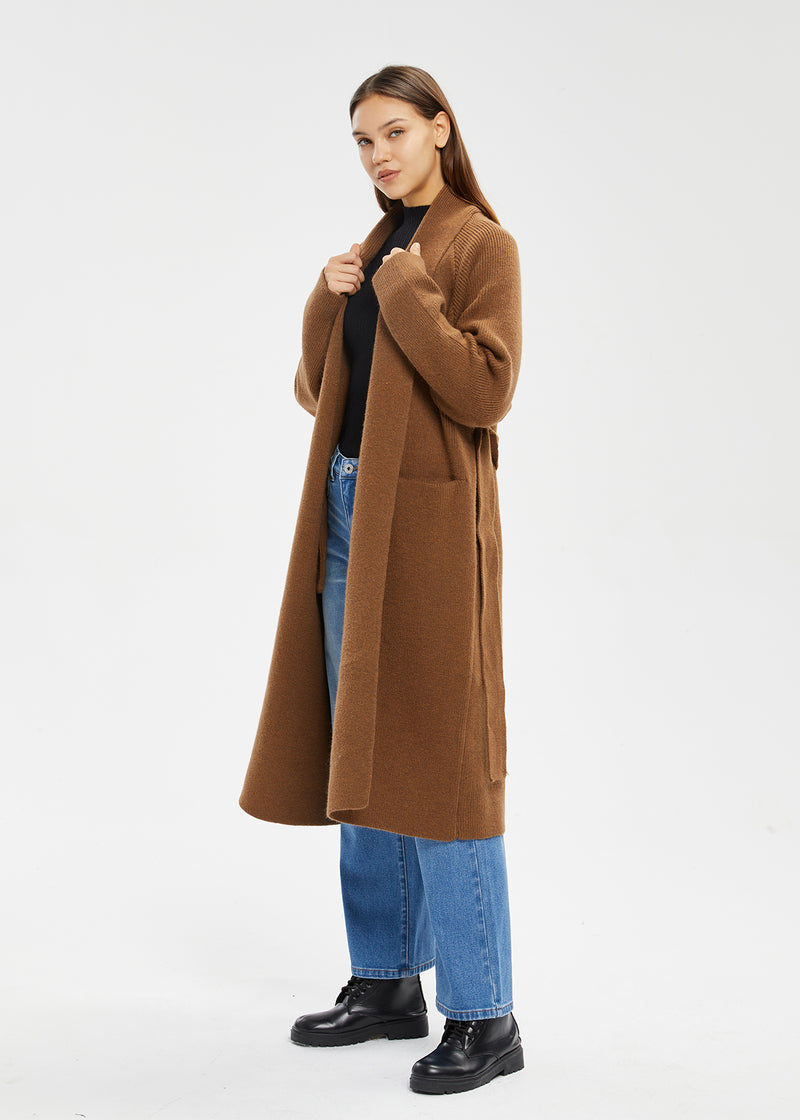 Women's Lace-Up Long Cardigan Sweater