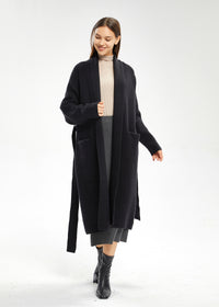 Women's Lace-Up Long Cardigan Sweater