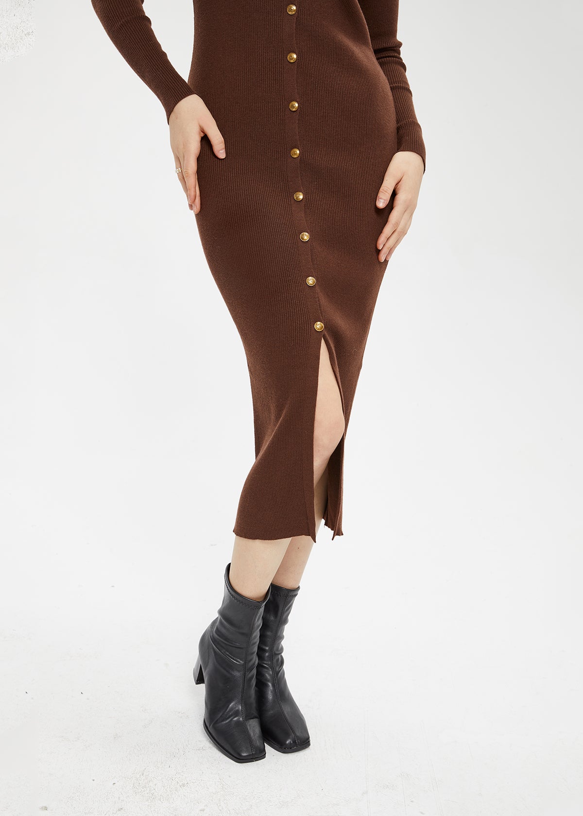 Women's Wool Blend Slim Single Breast Dress