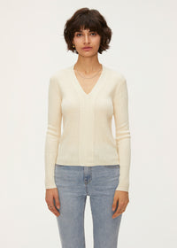 Women's Wool Blend V-Neck Knit Top