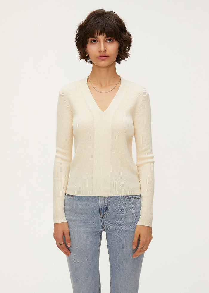 Women's Wool Blend V-Neck Knit Top