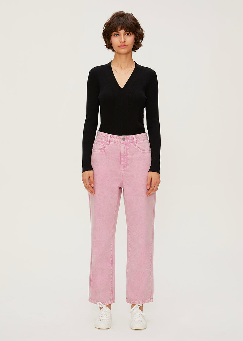 Women's Loose Straight Pink Jeans
