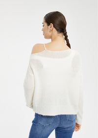 Women's Mohair Wool Blend Off-Shoulder Sweater
