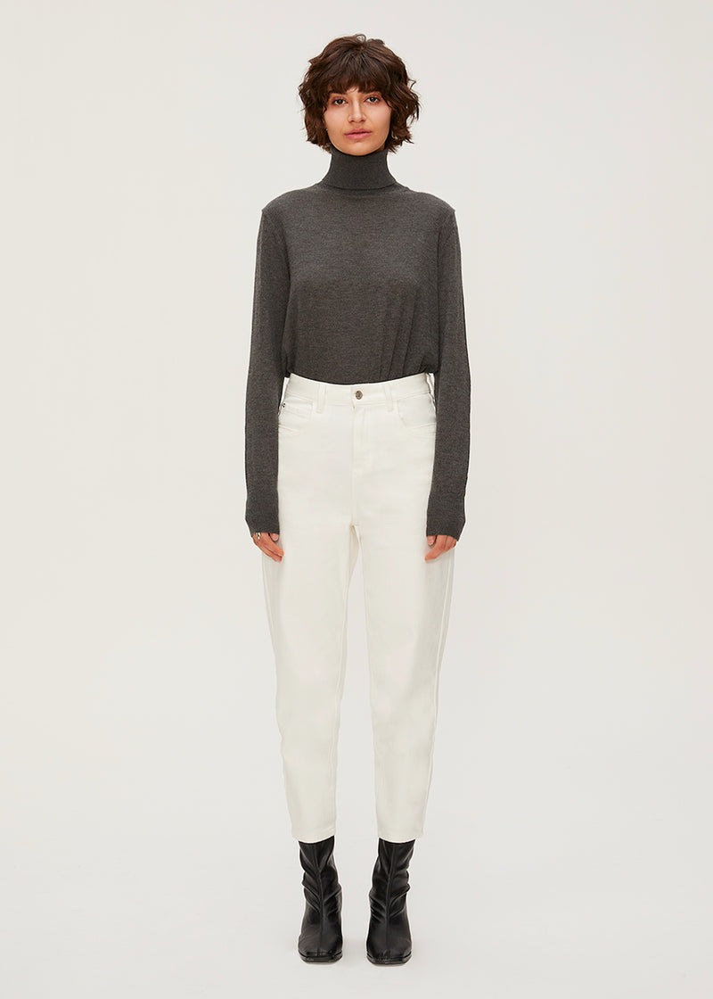 Women's High Rise White Tapered Jeans