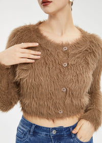 Women's Imitation Mink Fur Short Cardigan Sweater