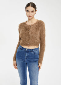 Women's Imitation Mink Fur Short Cardigan Sweater