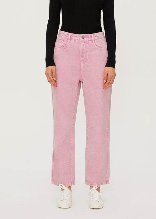 Women's Loose Straight Pink Jeans