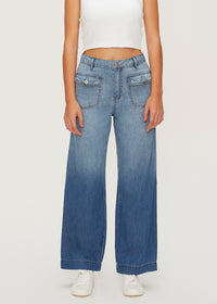 Women's Flap Pockets Straight Jeans