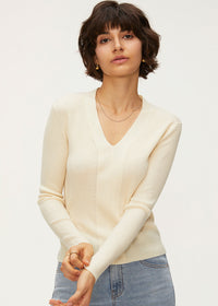 Women's Wool Blend V-Neck Knit Top
