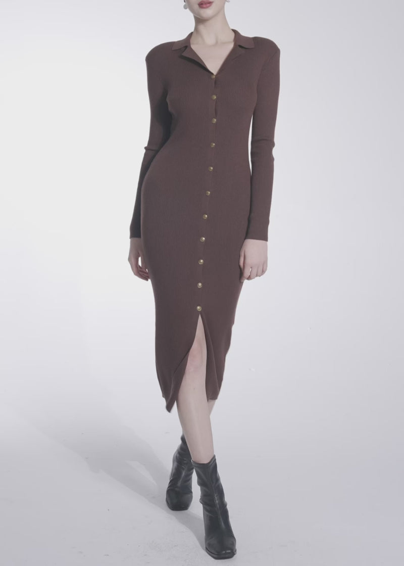 Women's Wool Blend Slim Single Breast Dress