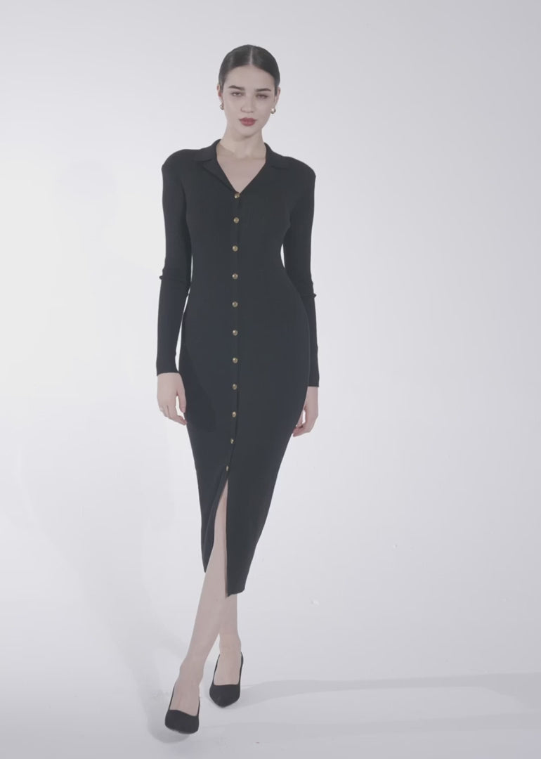 Women's Wool Blend Slim Single Breast Dress